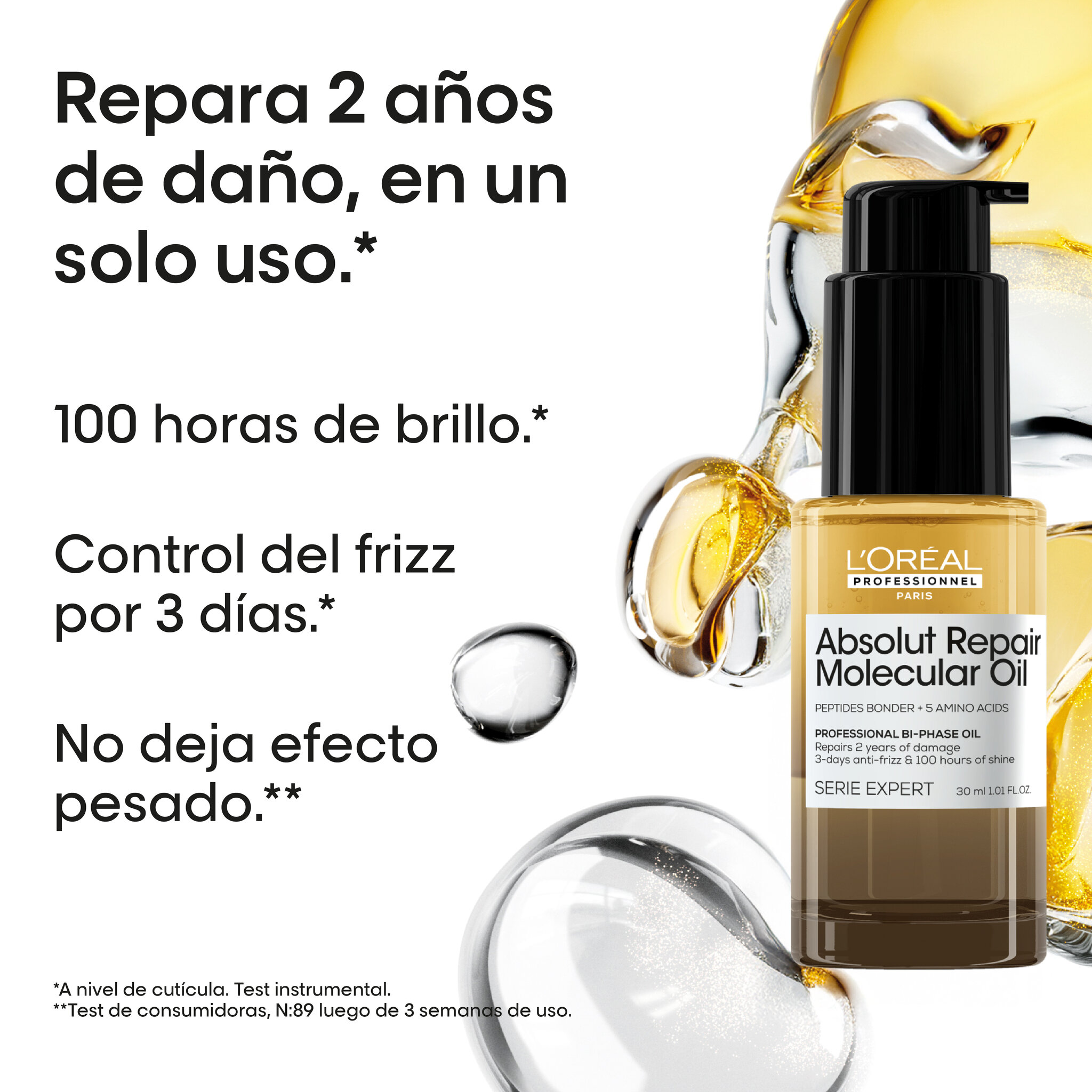 L'Oréal Professionnel Absolut Repair Molecular LP SE ARM Dual oil 30ml V034 - Packshot Oficial
